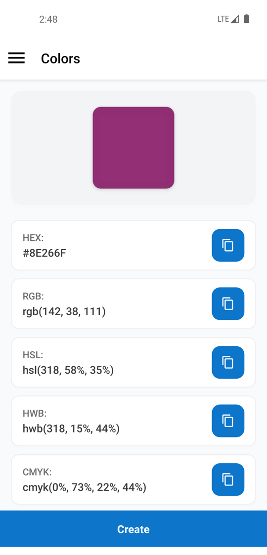 Random color generator with HEX RGB HSL HWB CMYK codes and live preview